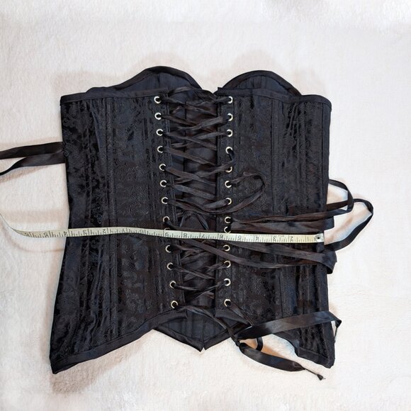 Black Rose and Dragon Brocade boned and laced corset size M-L - Picture 9 of 9